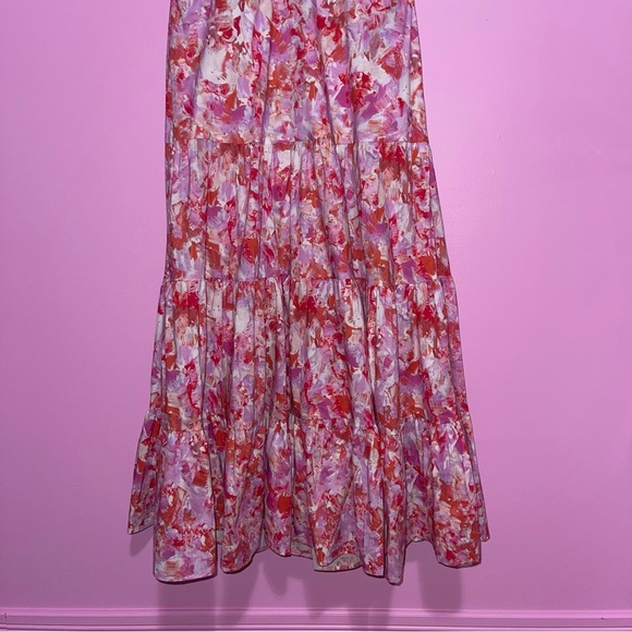 Tuckernuck Hyacinth House Dress Women's Medium Pink Red Floral‎ Tiered Midi - Picture 6 of 13
